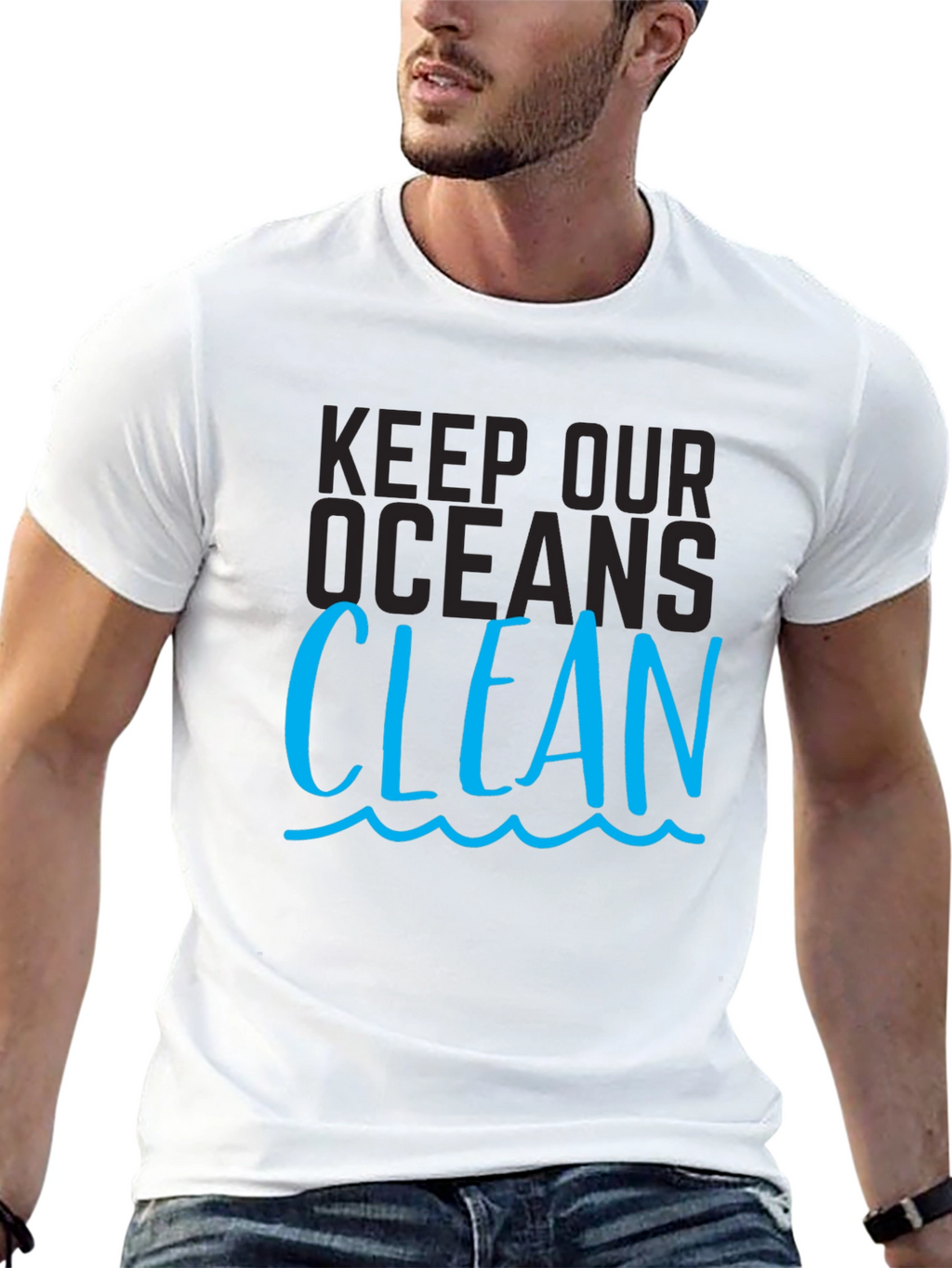 Keep Our Oceans Clean Graphic Tee - Black