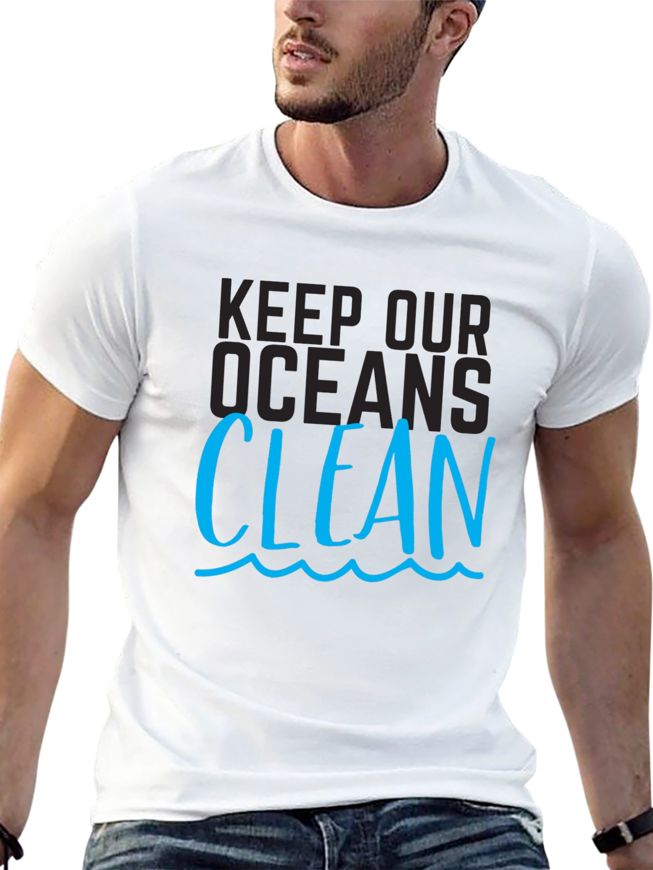 Keep Our Oceans Clean Graphic Tee - Black