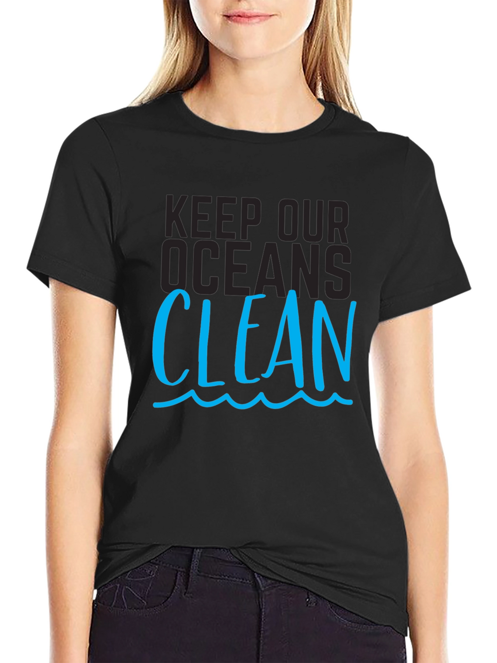 Keep Our Oceans Clean Graphic Tee - Black