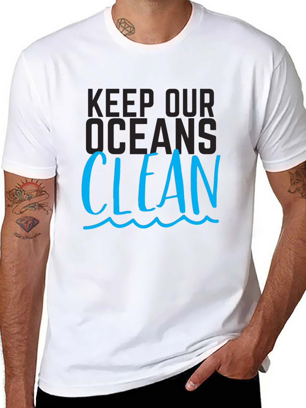 Keep Our Oceans Clean Graphic Tee - Black