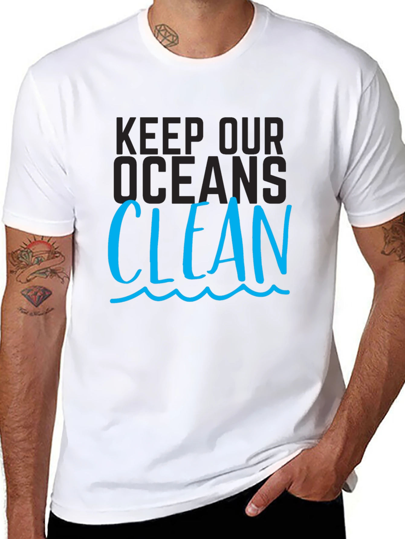 Keep Our Oceans Clean Graphic Tee - Black