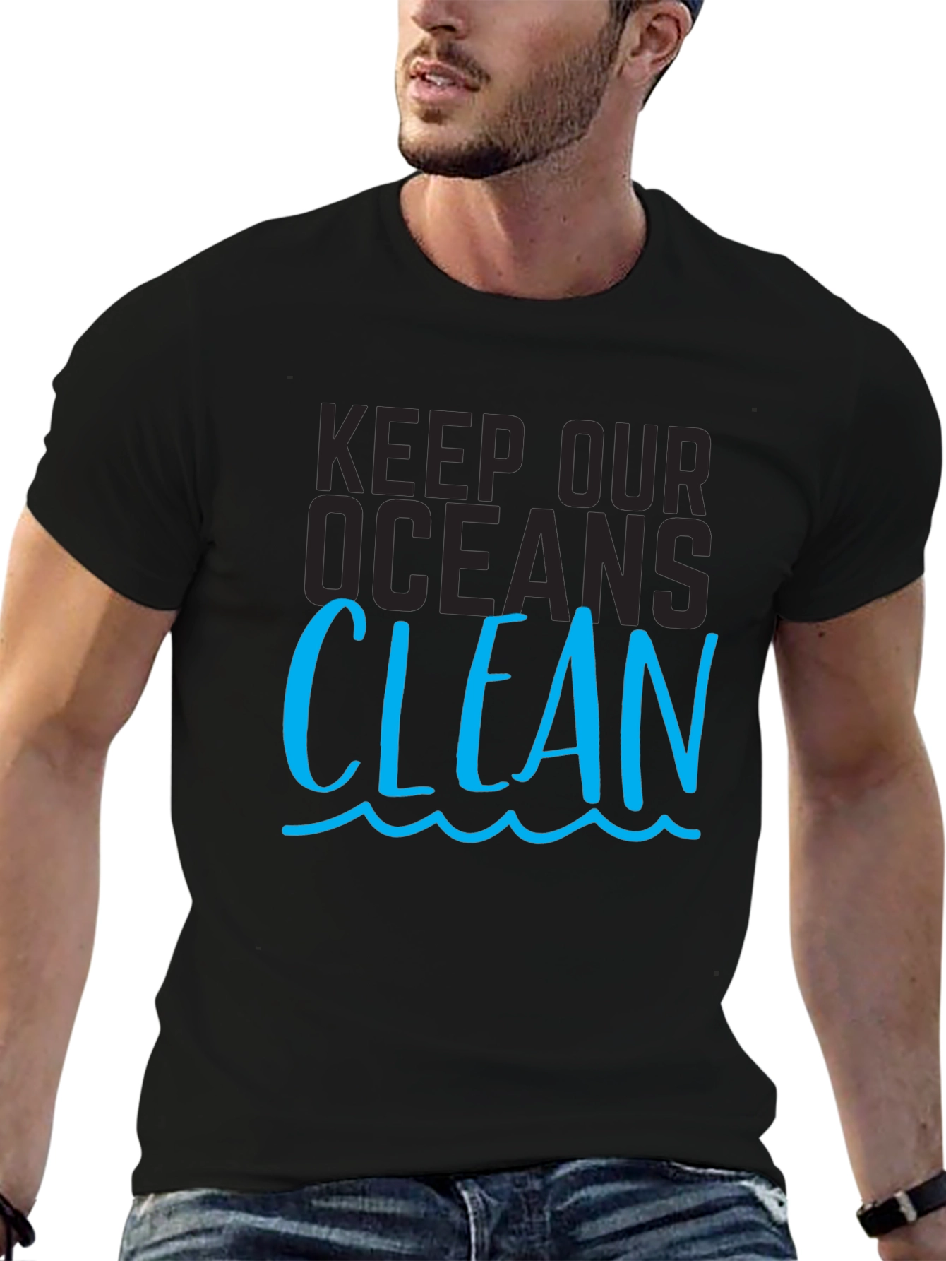 Keep Our Oceans Clean Graphic Tee - Black