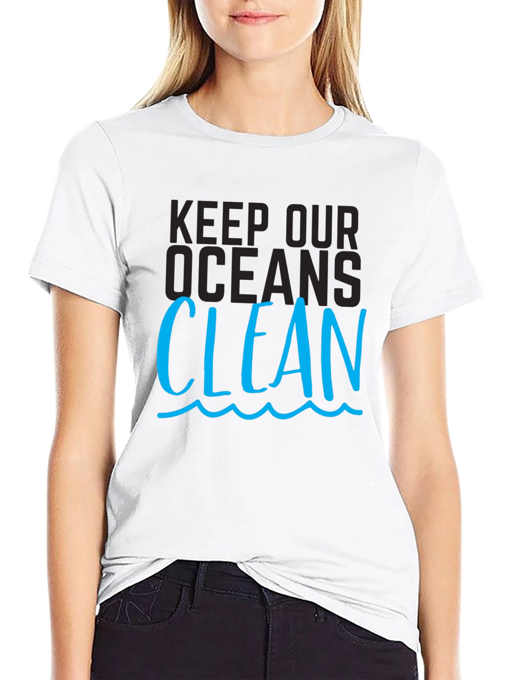 Keep Our Oceans Clean Graphic Tee - Black