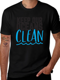 Keep Our Oceans Clean Graphic Tee - Black