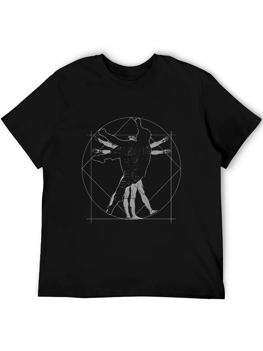 Vitruvian Man Graphic Tee - Black Cotton T-Shirt