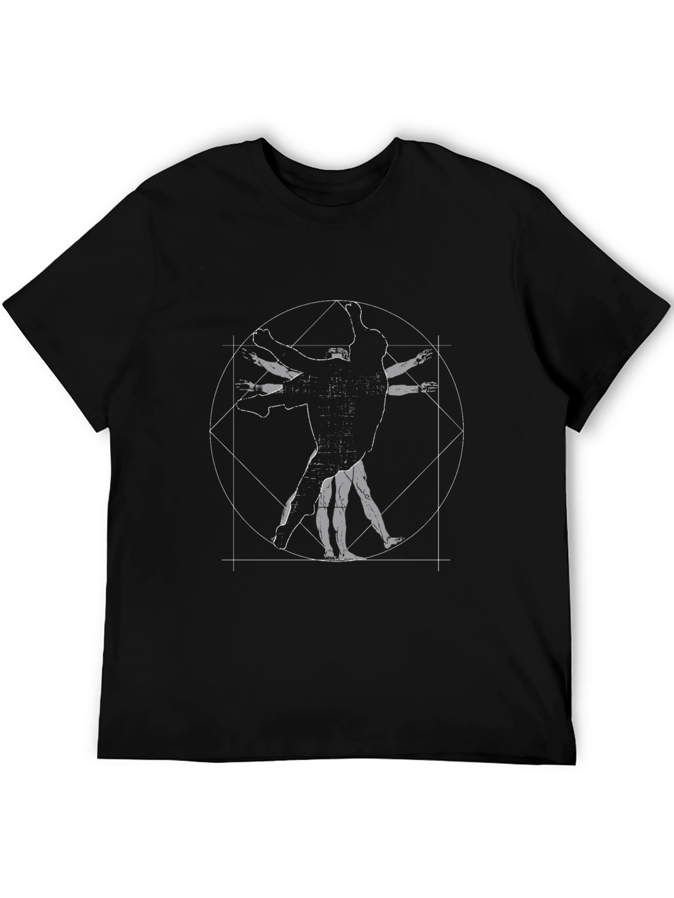 Vitruvian Man Graphic Tee - Black Cotton T-Shirt