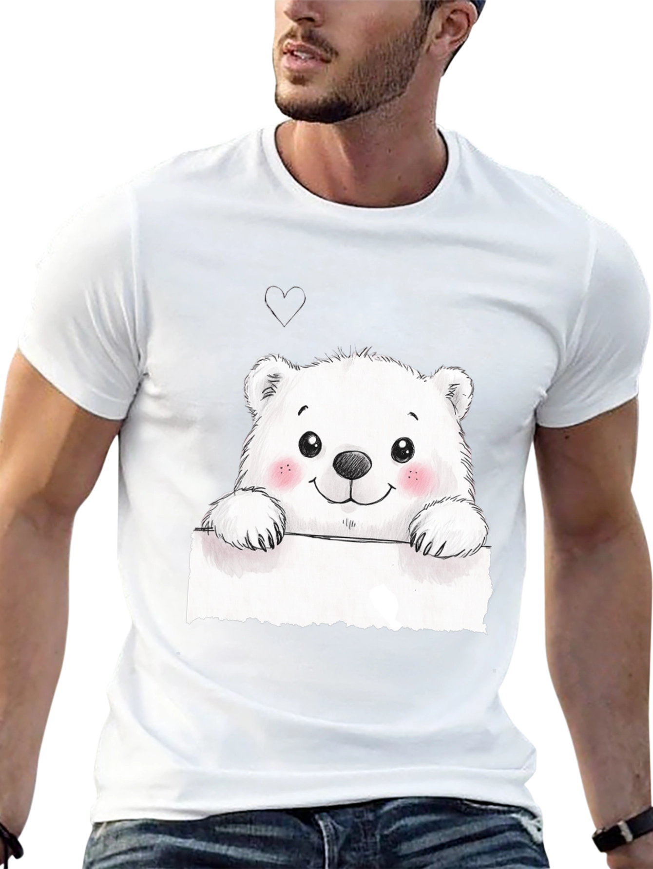 Cute Polar Bear Graphic Black T-Shirt