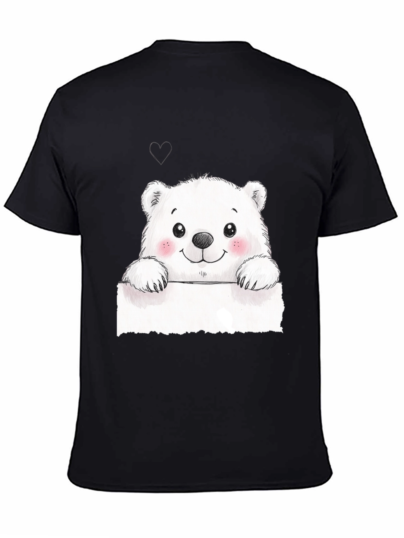 Cute Polar Bear Graphic Black T-Shirt