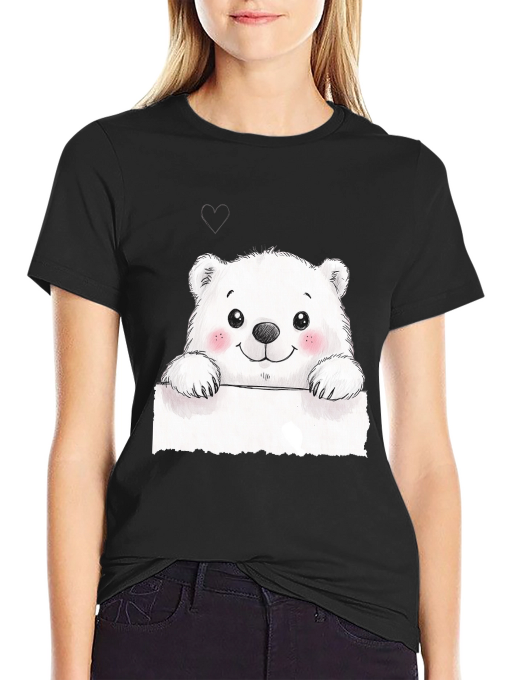 Cute Polar Bear Graphic Black T-Shirt