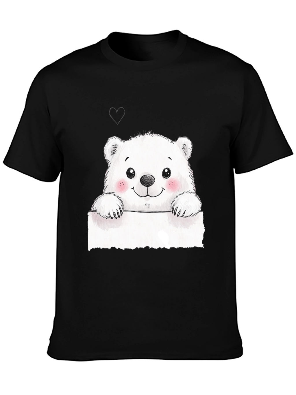Cute Polar Bear Graphic Black T-Shirt