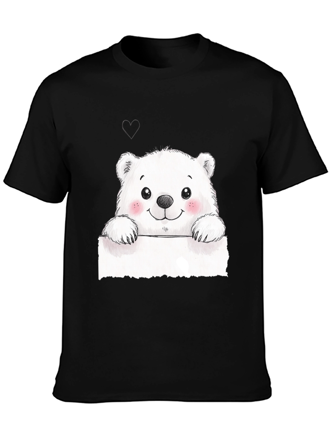 Cute Polar Bear Graphic Black T-Shirt