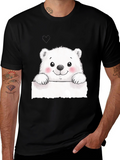 Cute Polar Bear Graphic Black T-Shirt