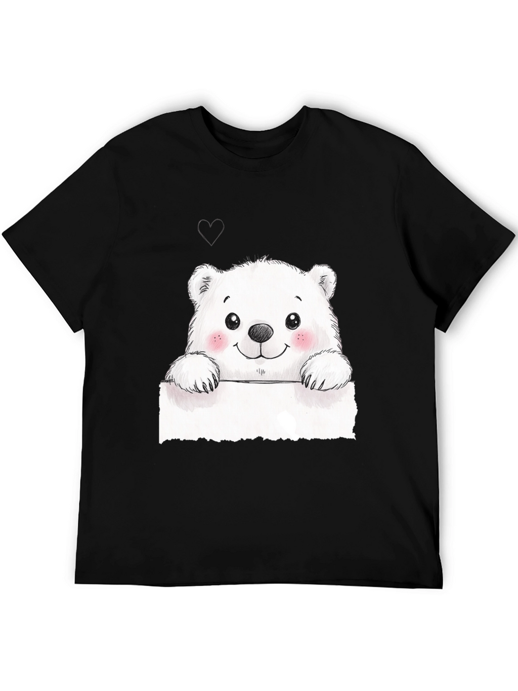 Cute Polar Bear Graphic Black T-Shirt