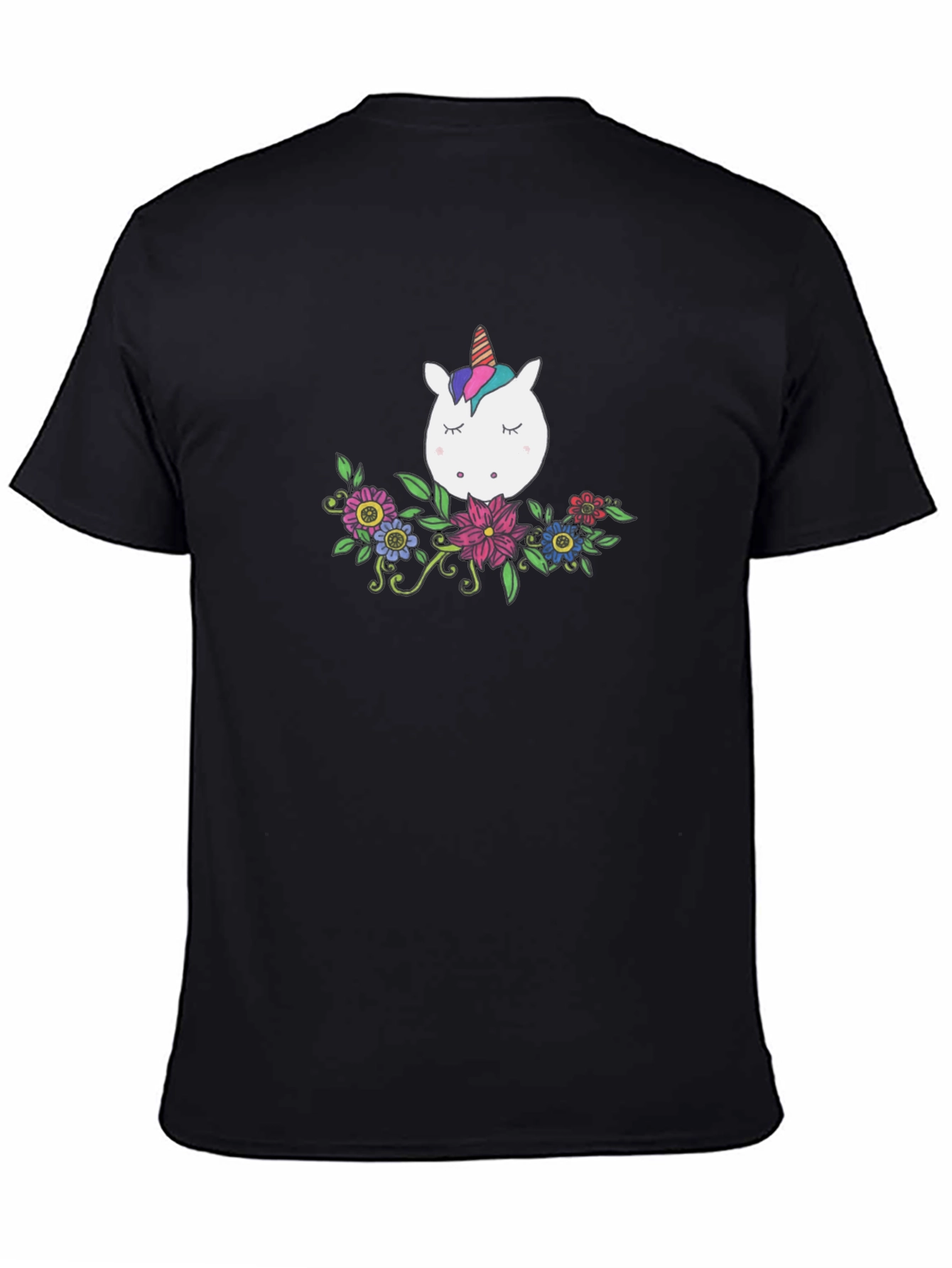 Unicorn Floral T-Shirt - Stylish Black Tee