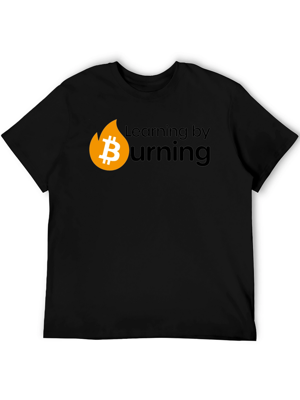 Bitcoin Burning Black T-Shirt - Learn Crypto!