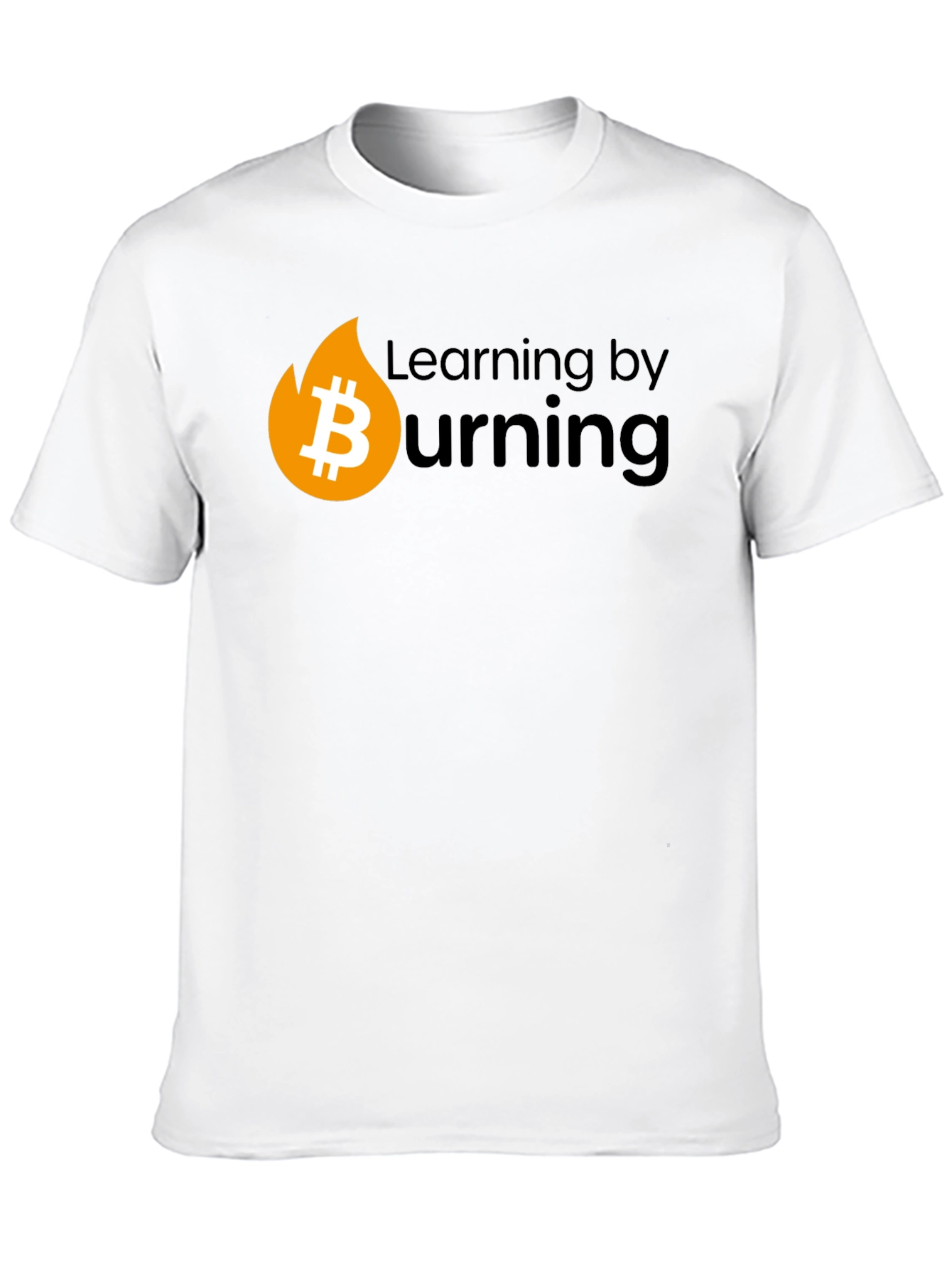 Bitcoin Burning Black T-Shirt - Learn Crypto!