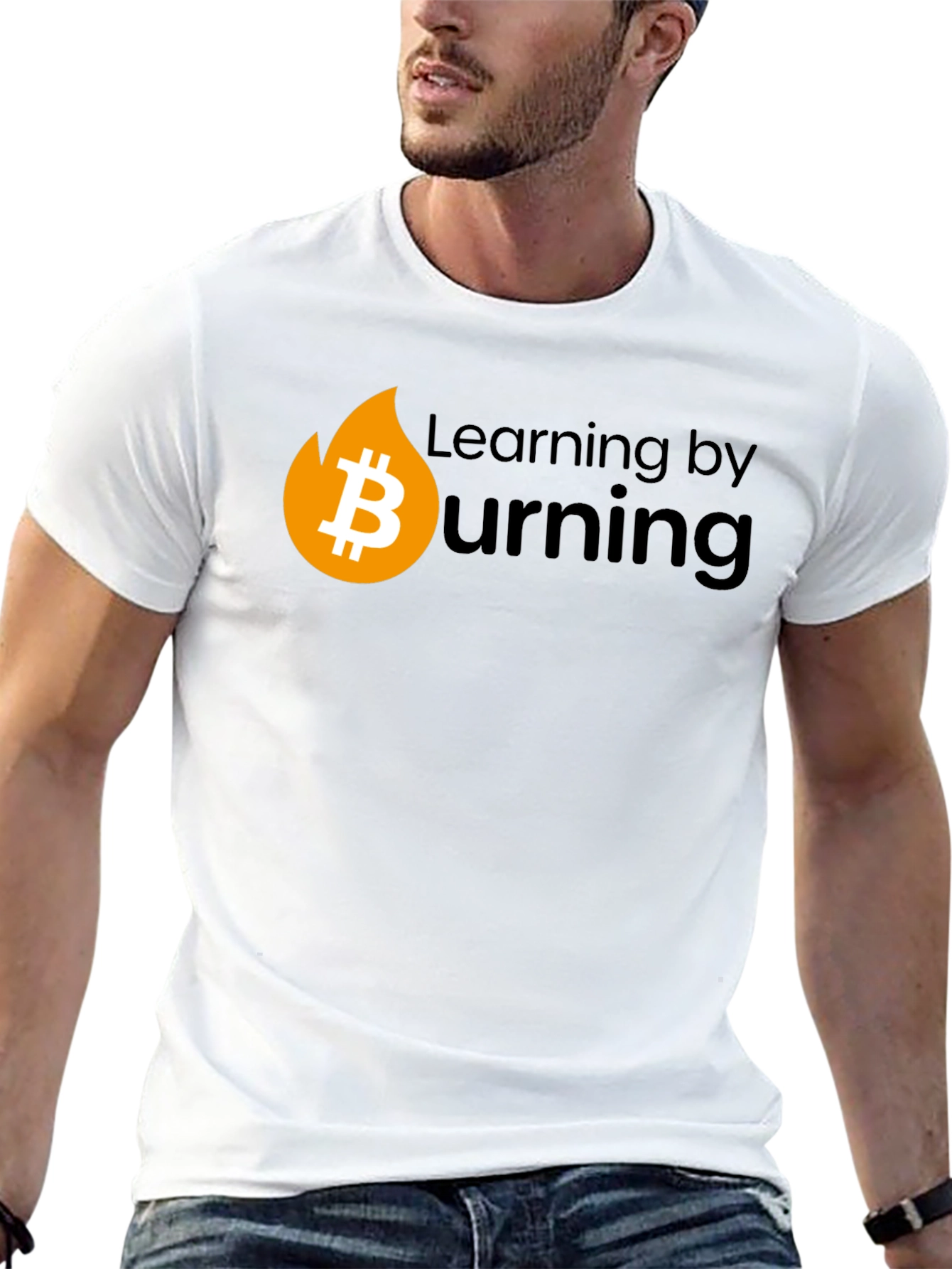Bitcoin Burning Black T-Shirt - Learn Crypto!