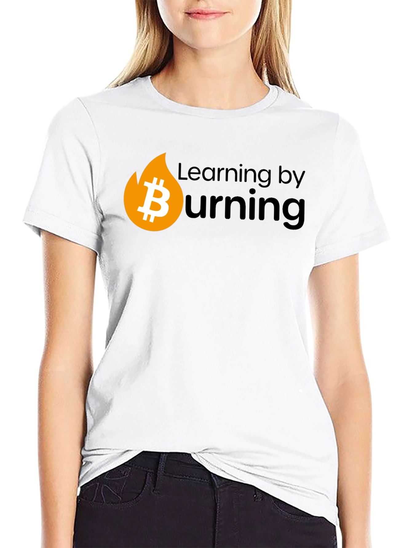 Bitcoin Burning Black T-Shirt - Learn Crypto!