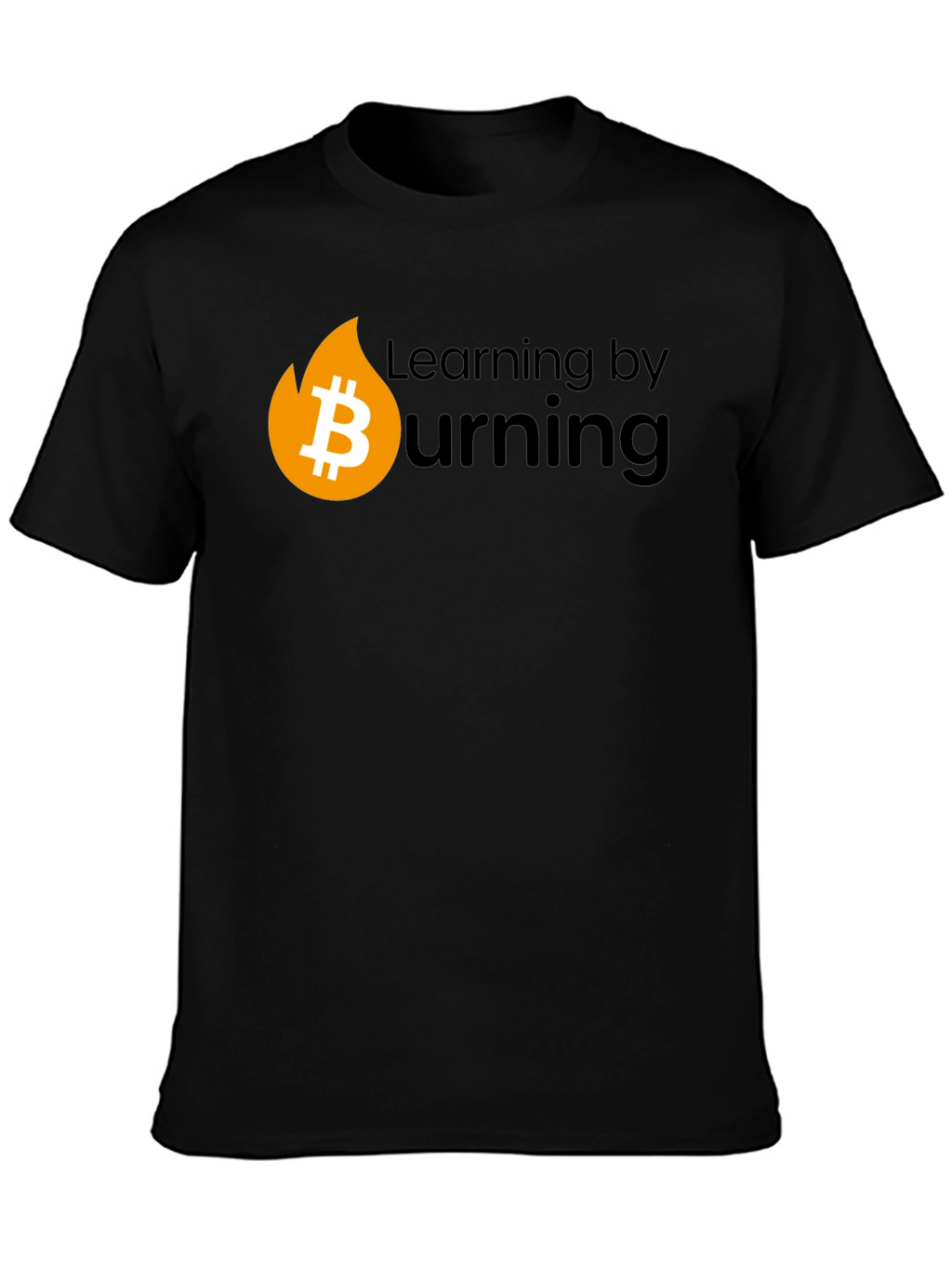 Bitcoin Burning Black T-Shirt - Learn Crypto!