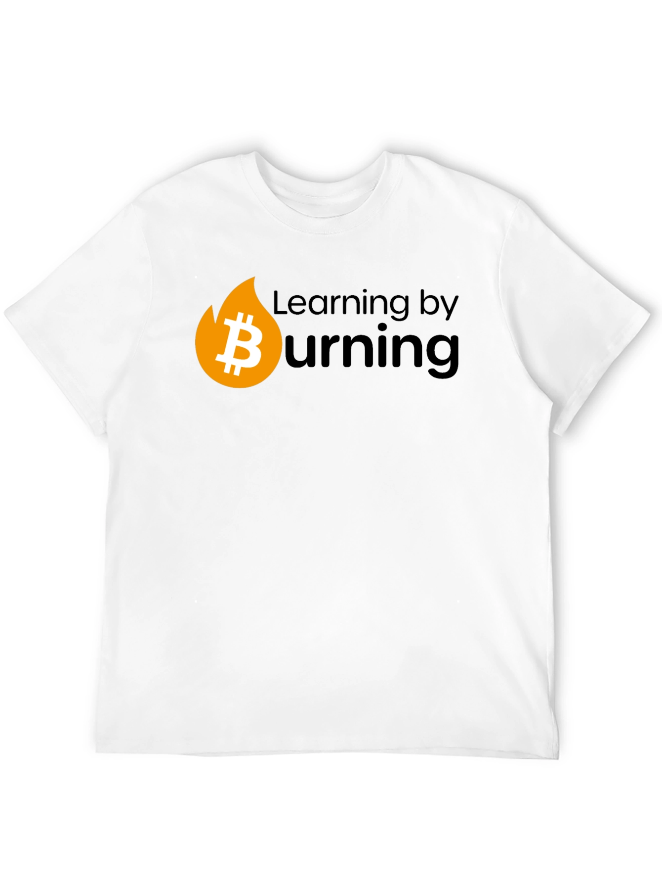Bitcoin Burning Black T-Shirt - Learn Crypto!
