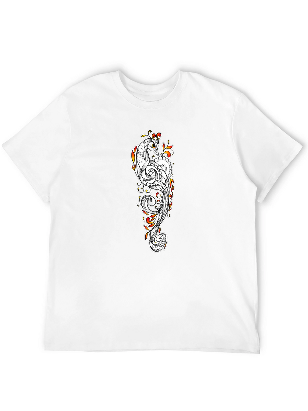 Peacock Print Black T-Shirt