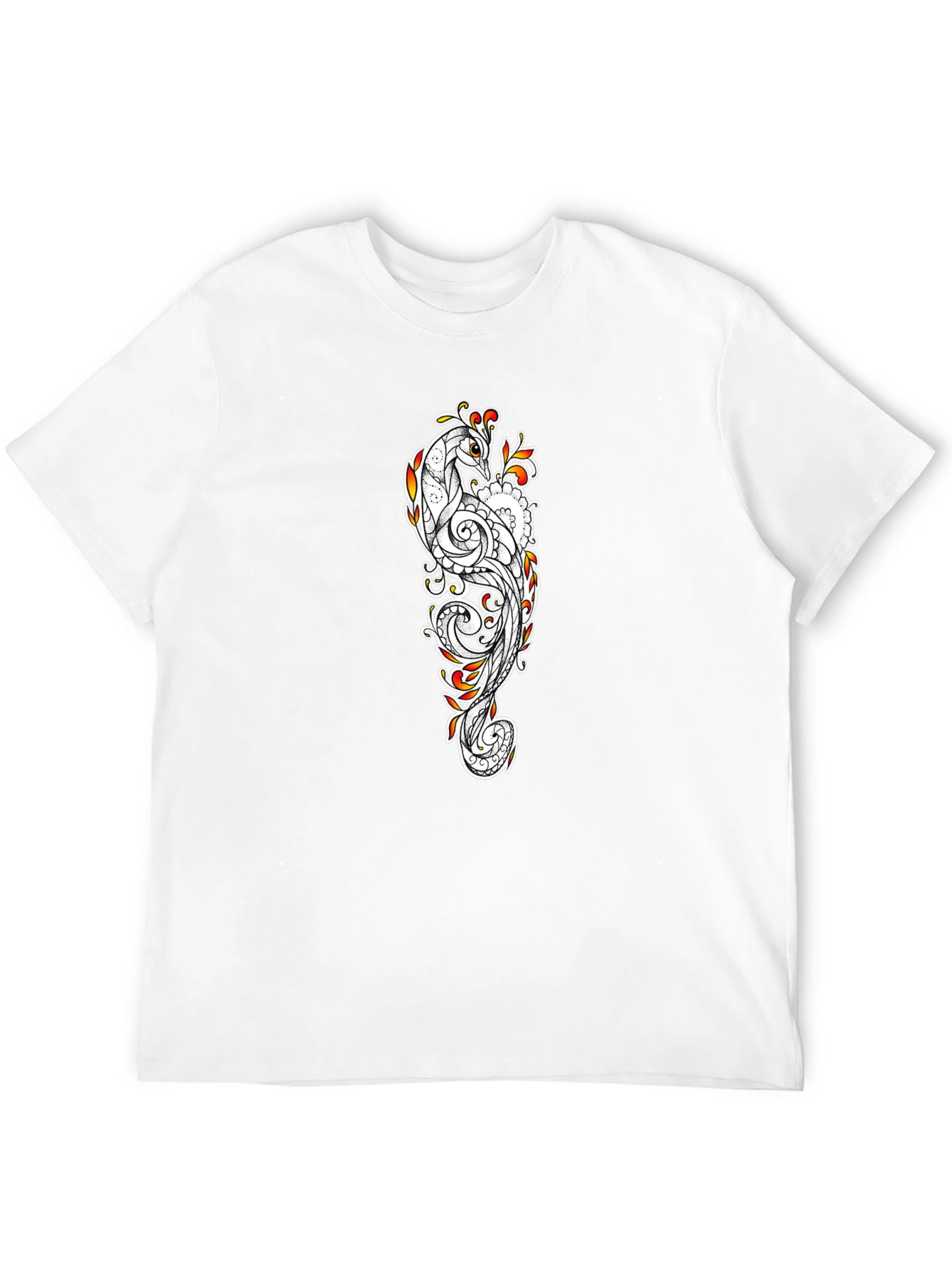 Peacock Print Black T-Shirt