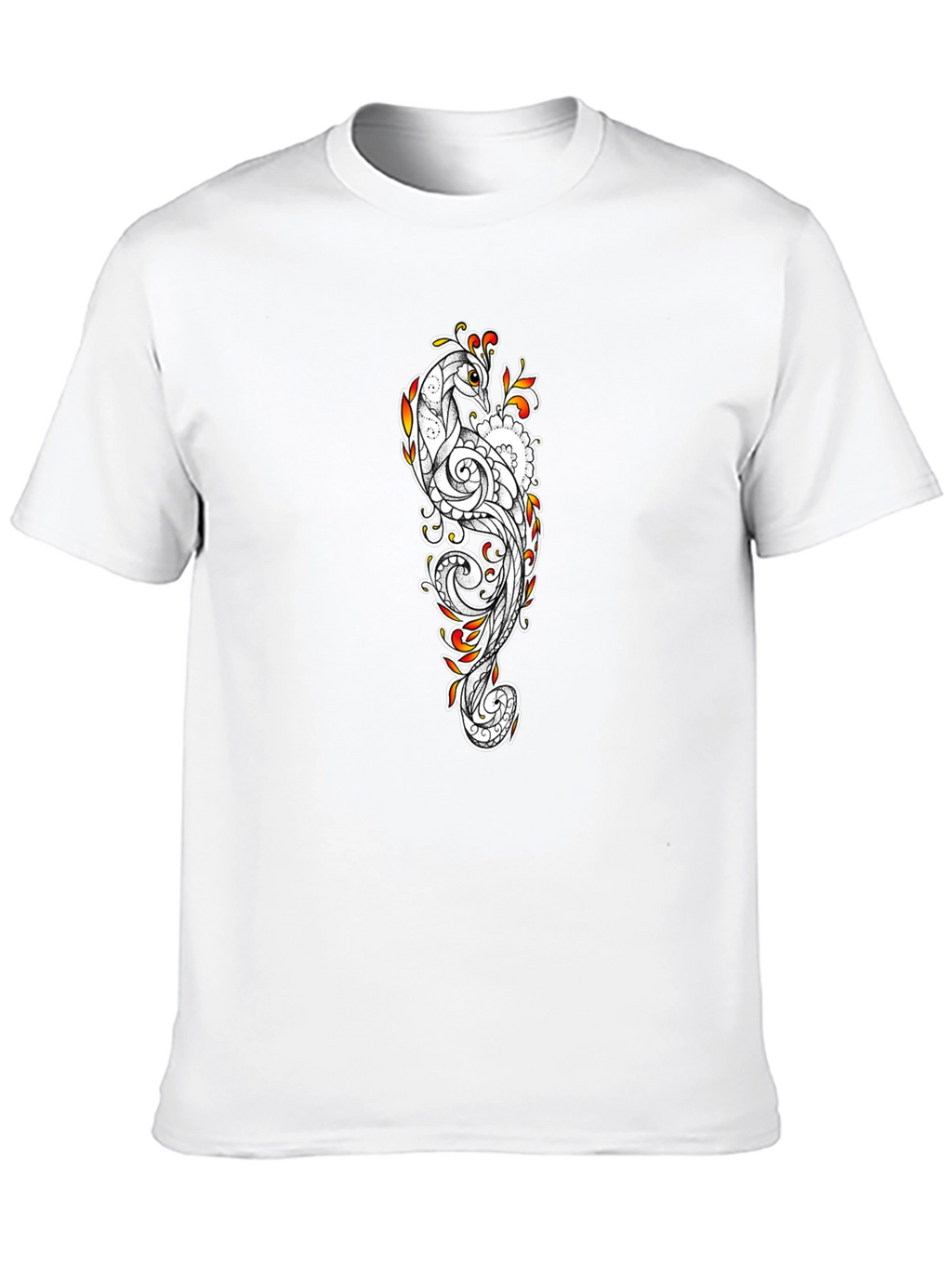 Peacock Print Black T-Shirt