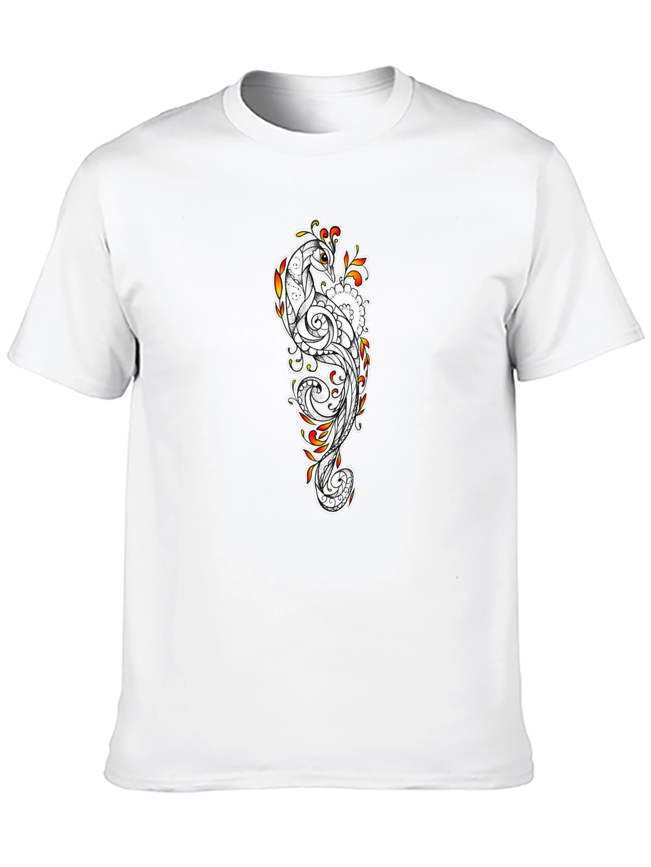 Peacock Print Black T-Shirt