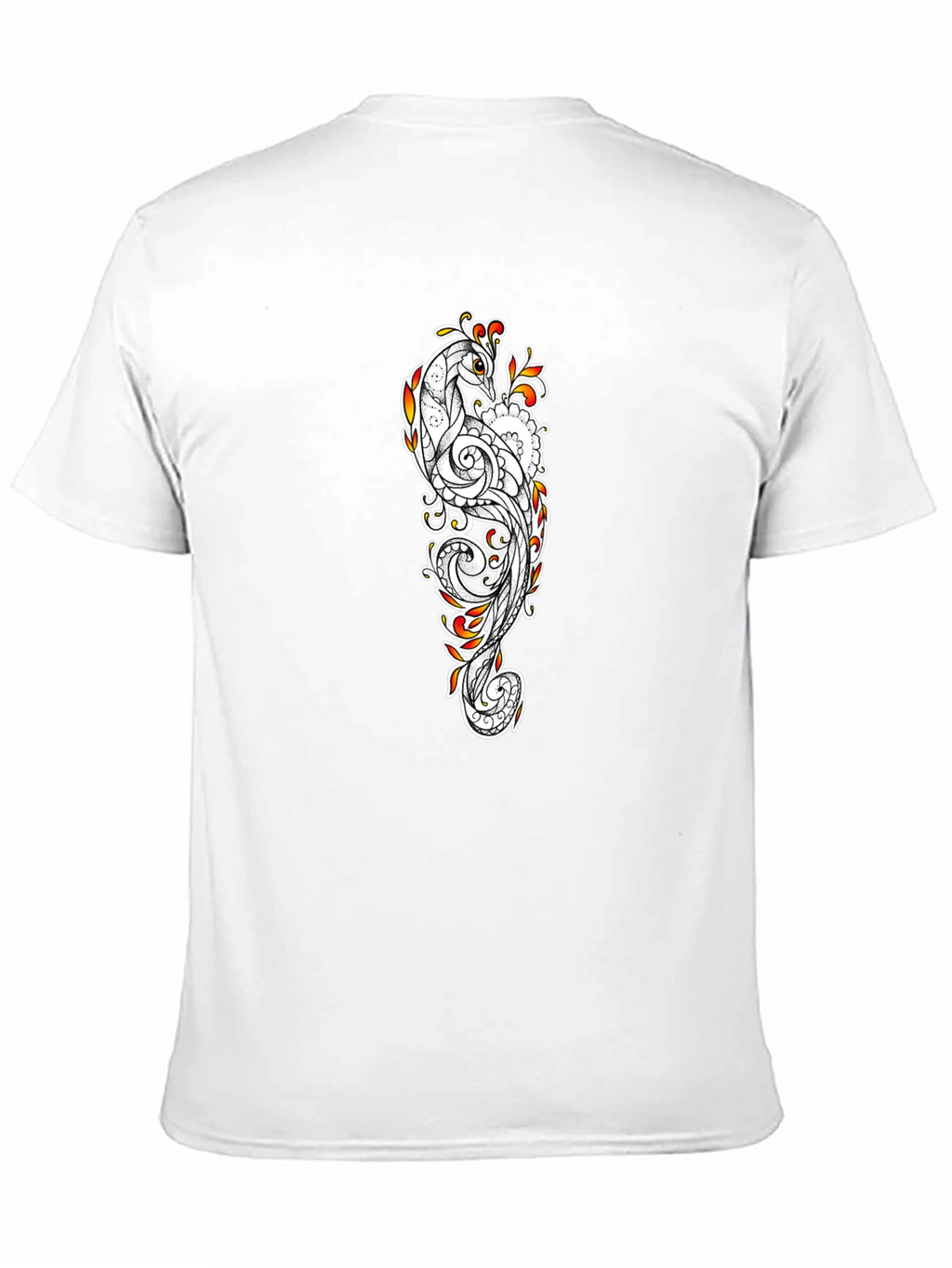 Peacock Print Black T-Shirt