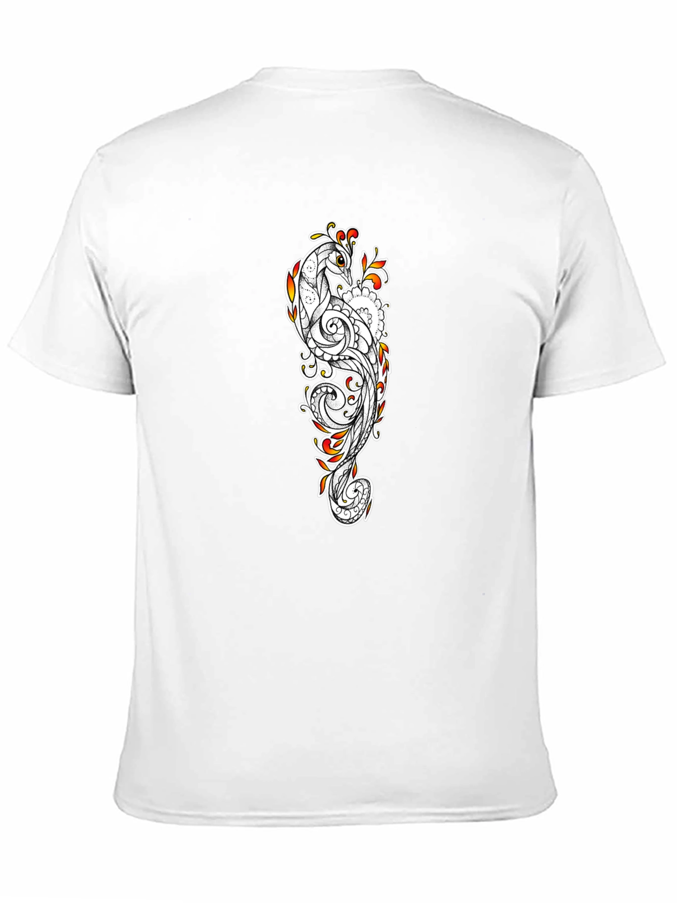 Peacock Print Black T-Shirt