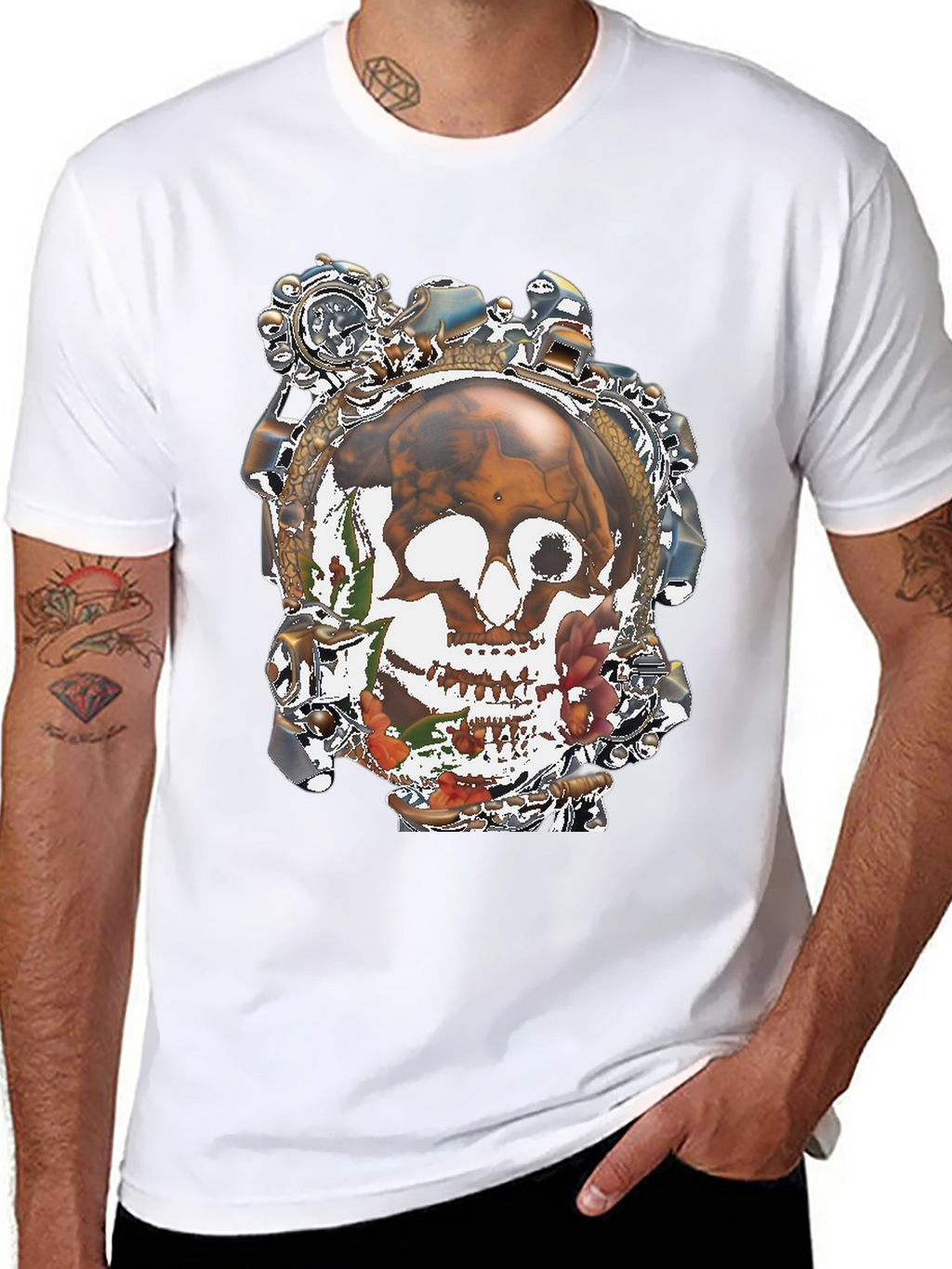 Steampunk Skull Graphic T-Shirt