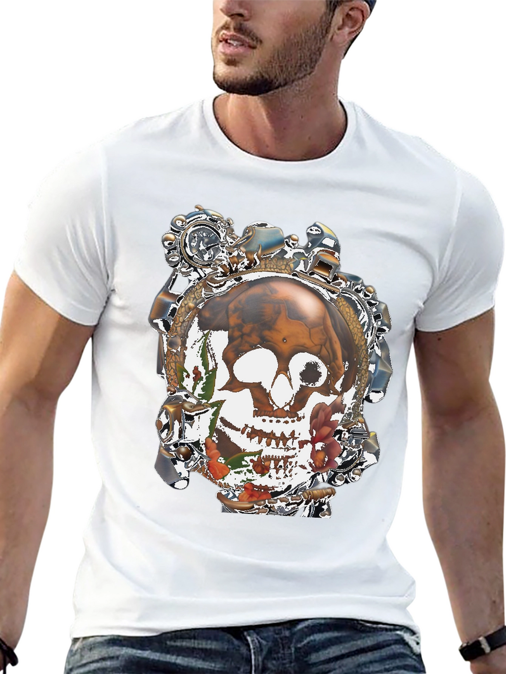 Steampunk Skull Graphic T-Shirt
