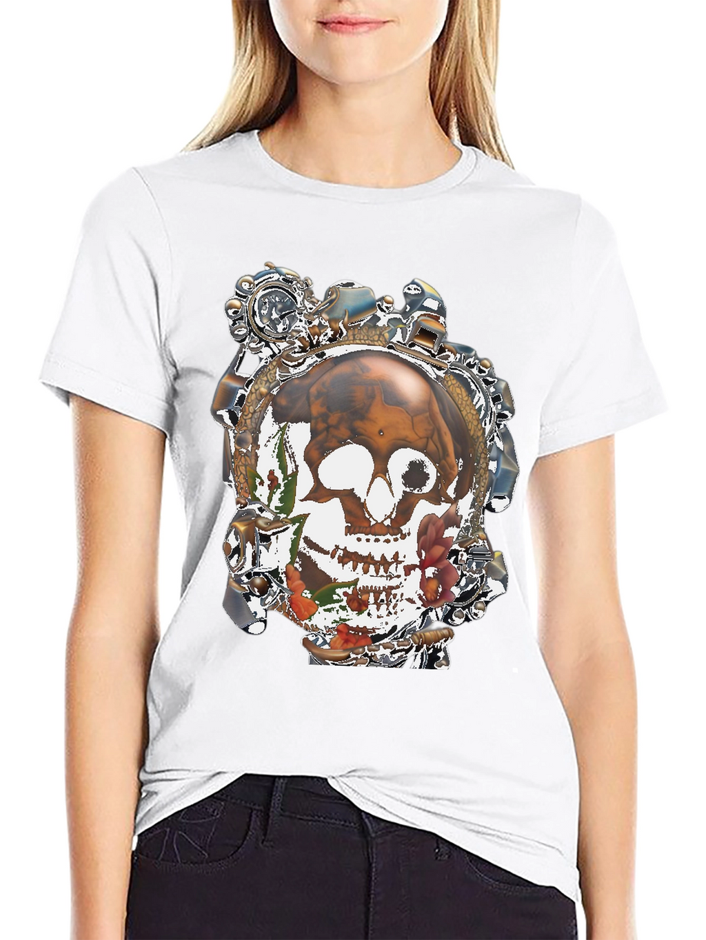 Steampunk Skull Graphic T-Shirt