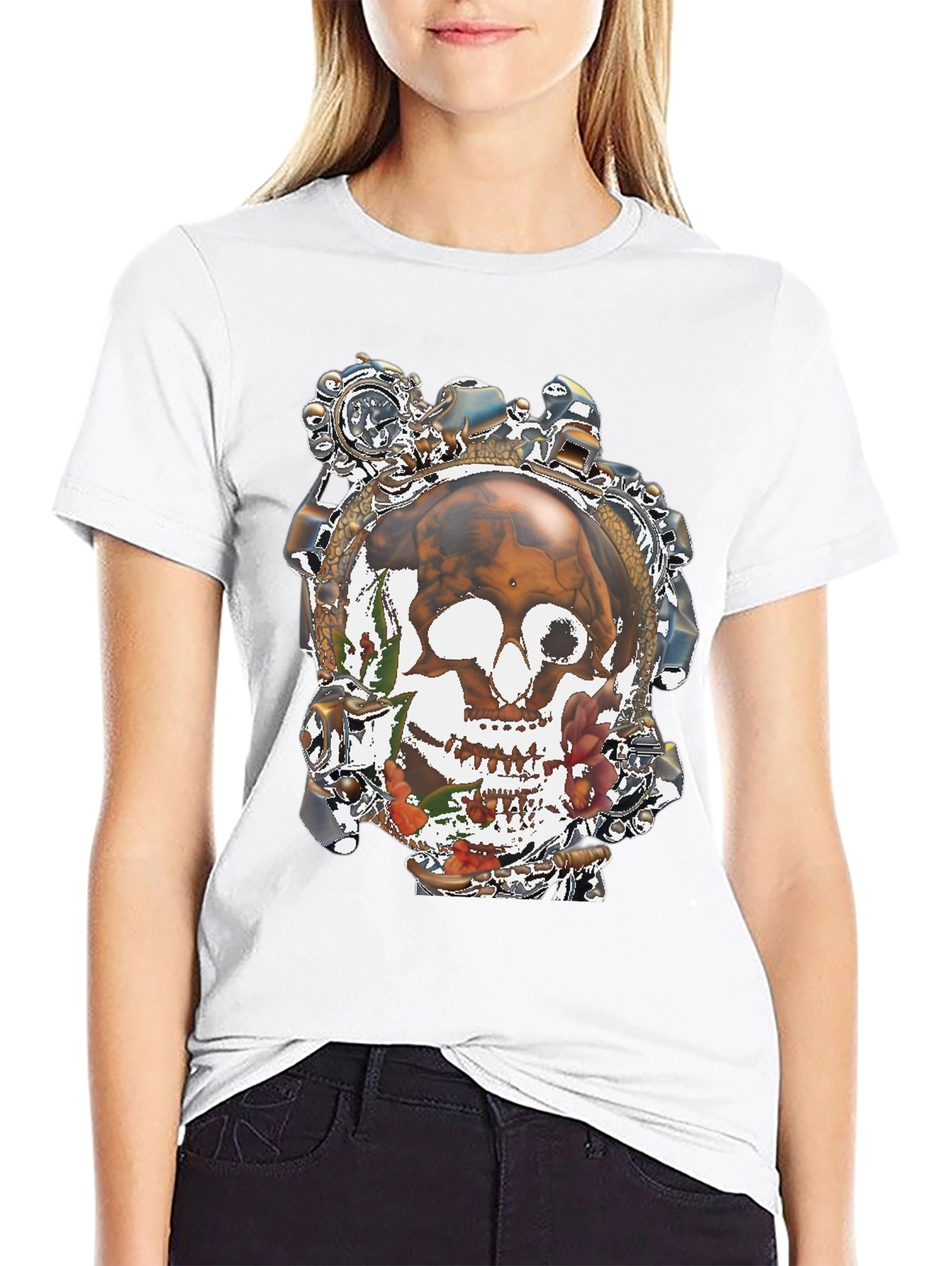 Steampunk Skull Graphic T-Shirt