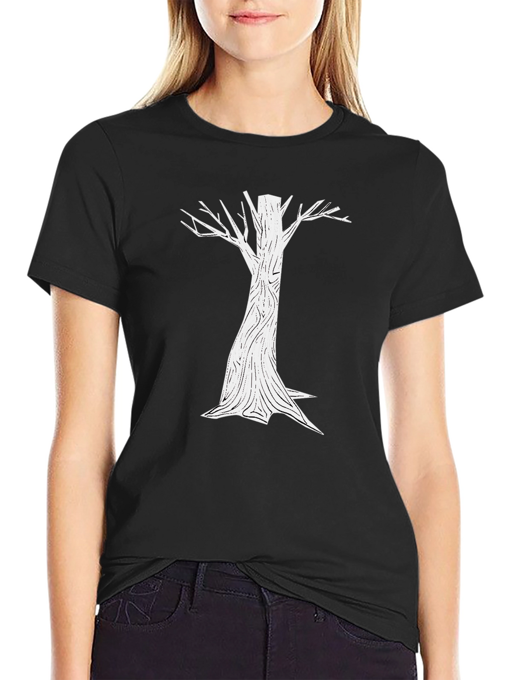 Minimalist Tree Graphic Black T-Shirt