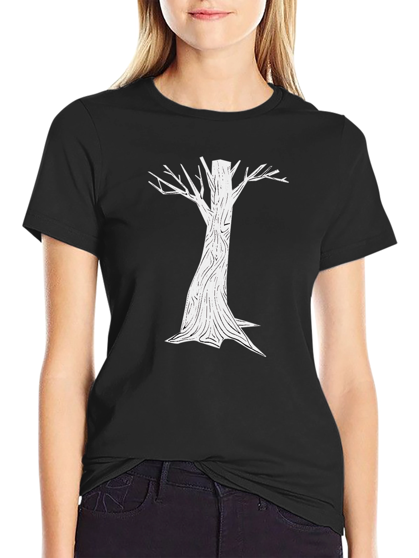Minimalist Tree Graphic Black T-Shirt