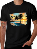 Tropical Palm Tree Sunset Graphic T-Shirt