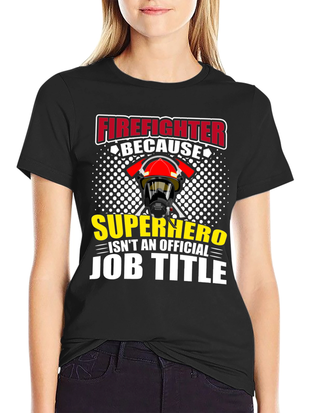 Firefighter Superhero Job Title Graphic T-Shirt