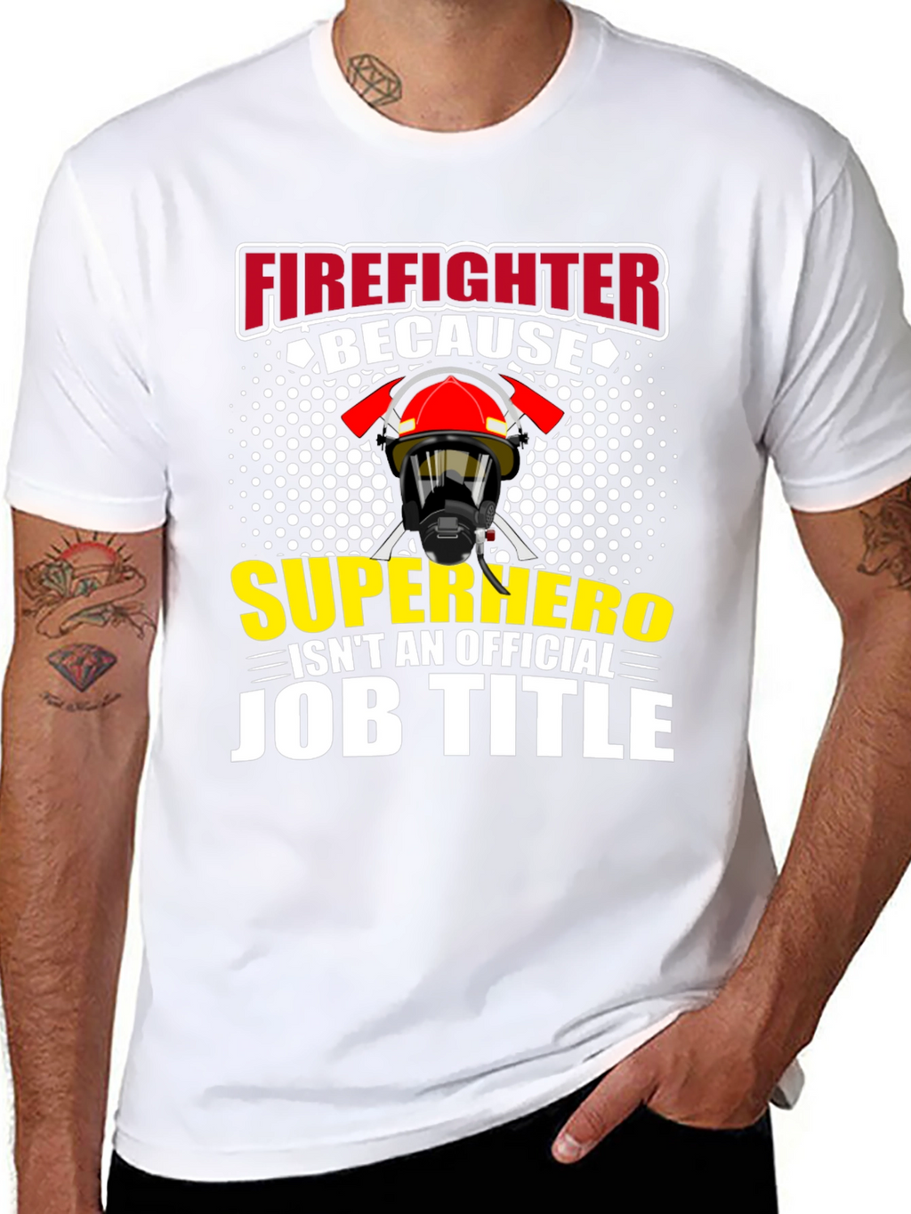 Firefighter Superhero Job Title Graphic T-Shirt