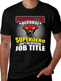 Firefighter Superhero Job Title Graphic T-Shirt