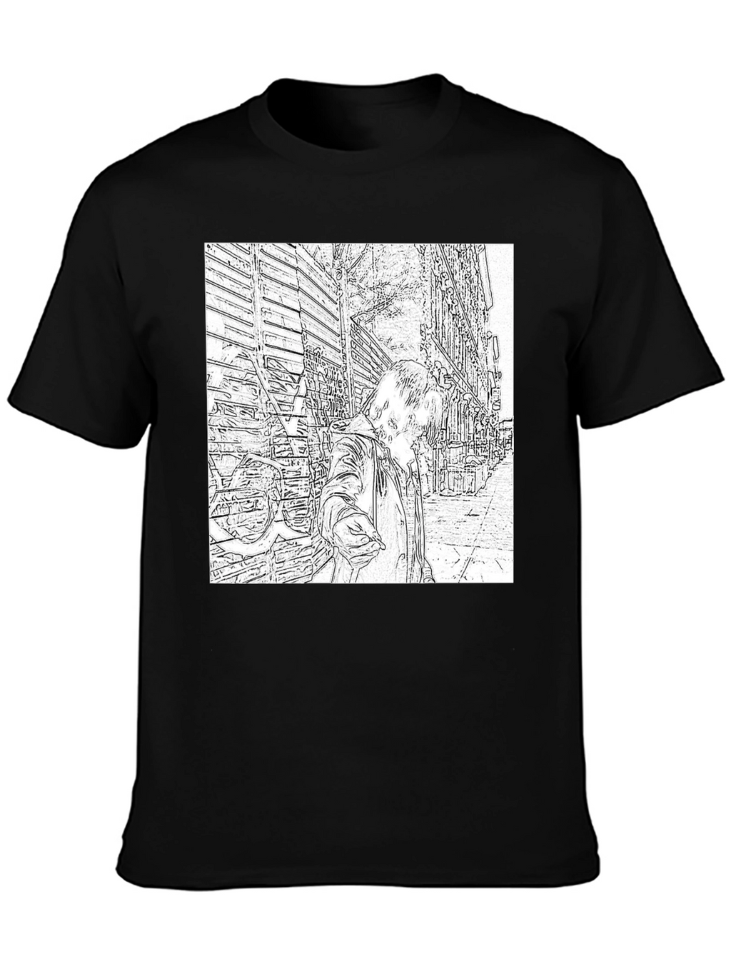 Monochrome Sketch Art Tee