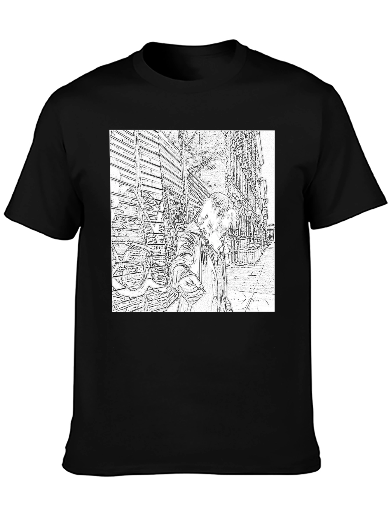 Monochrome Sketch Art Tee