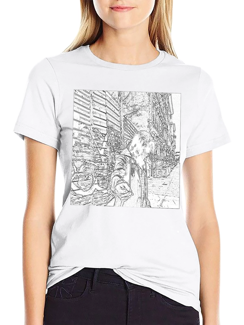 Monochrome Sketch Art Tee