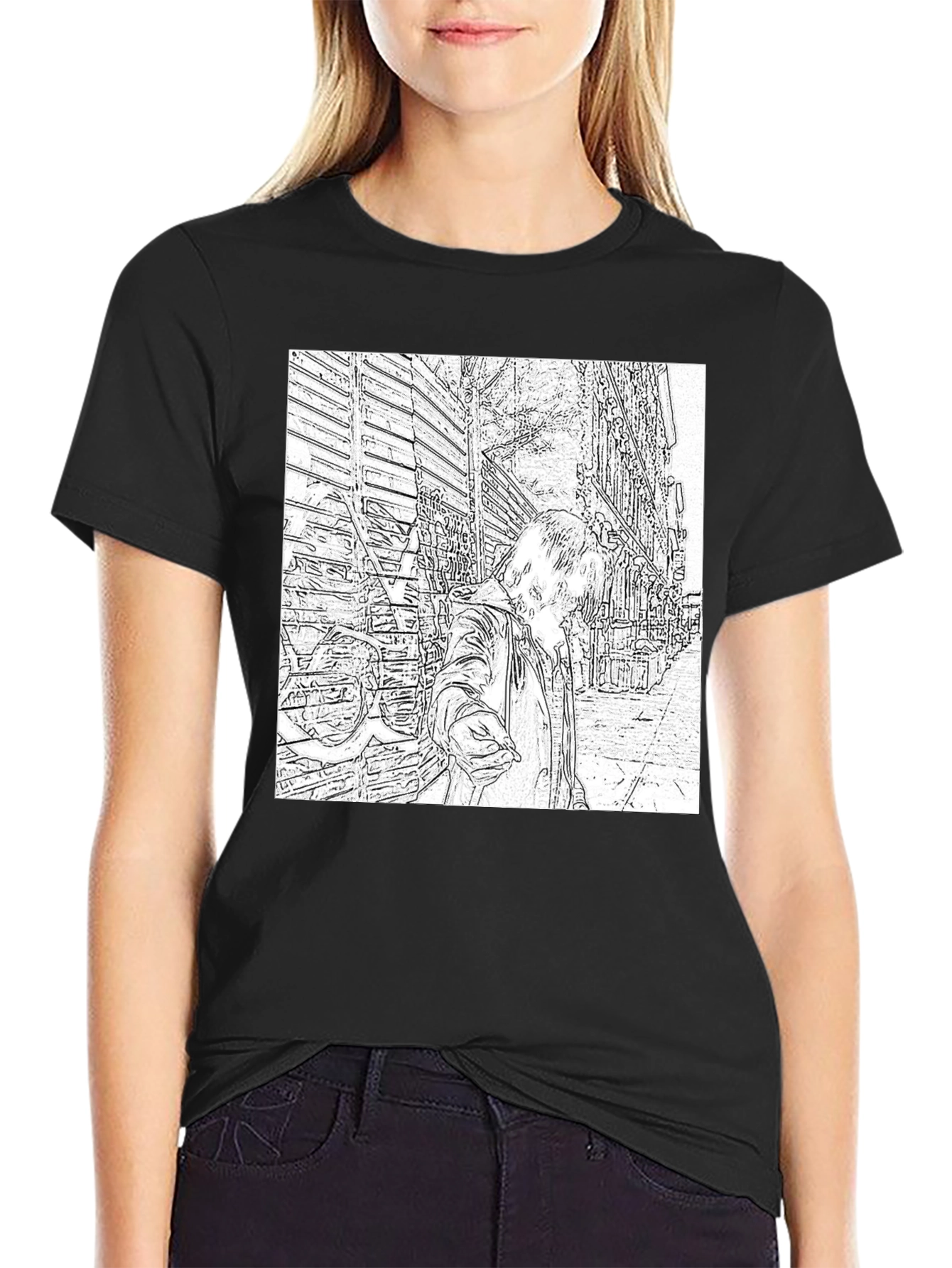 Monochrome Sketch Art Tee