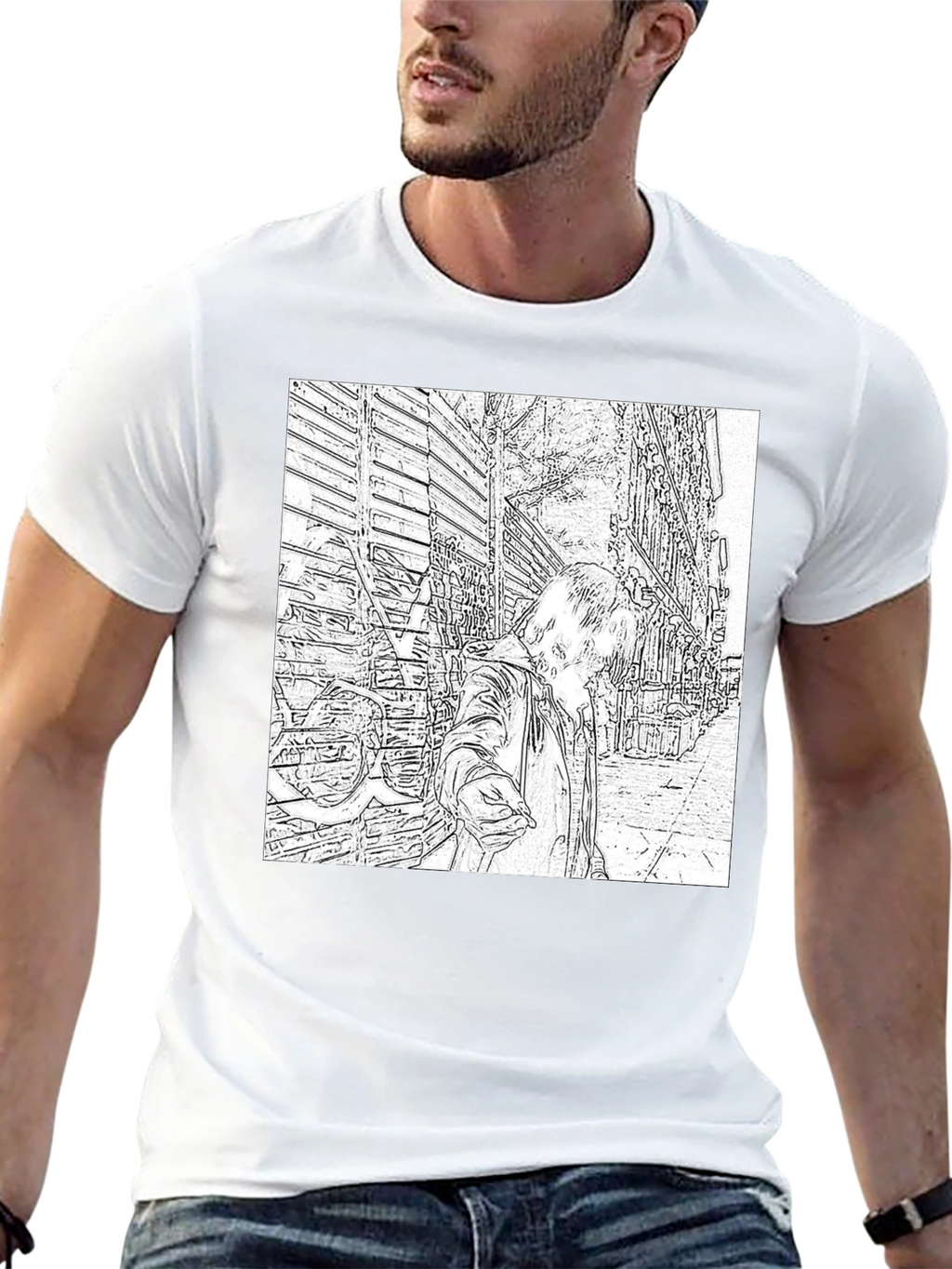 Monochrome Sketch Art Tee
