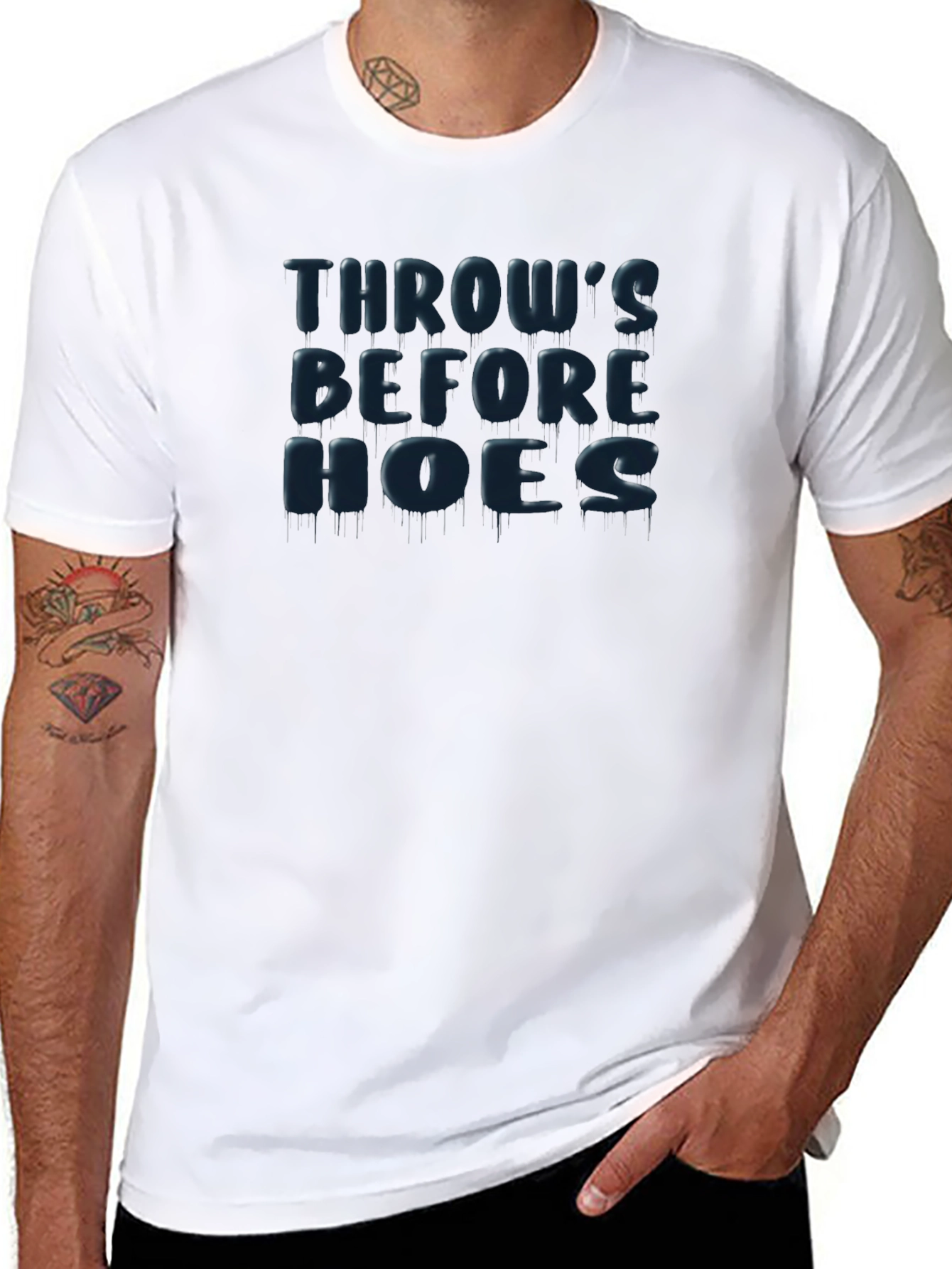 Throws Before Hoes Novelty Graphic T-Shirt
