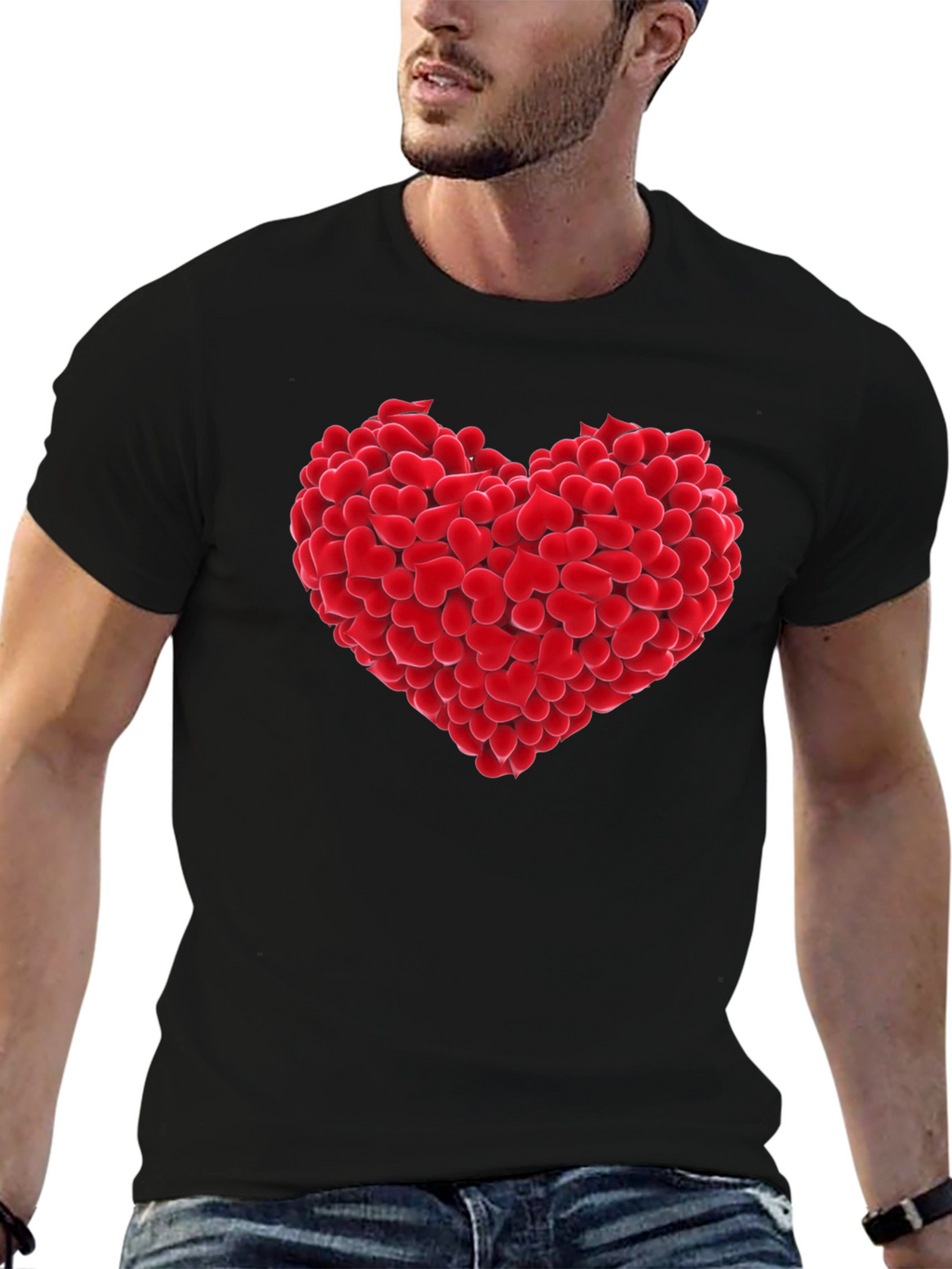 Heart of Hearts Graphic Tee - Black Cotton T-Shirt