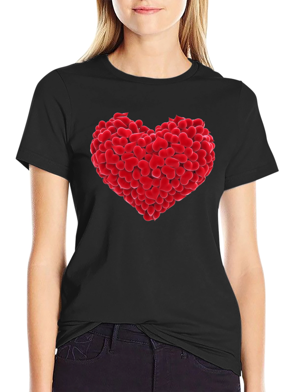 Heart of Hearts Graphic Tee - Black Cotton T-Shirt