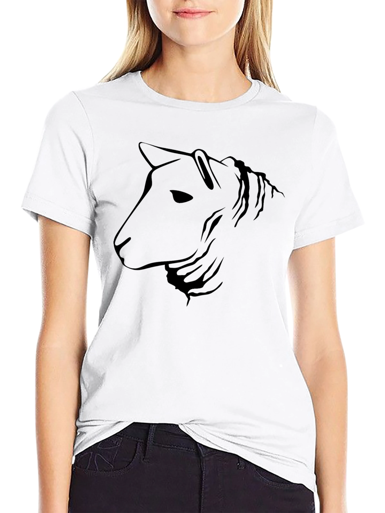 Horse Silhouette Graphic Print Black T-Shirt