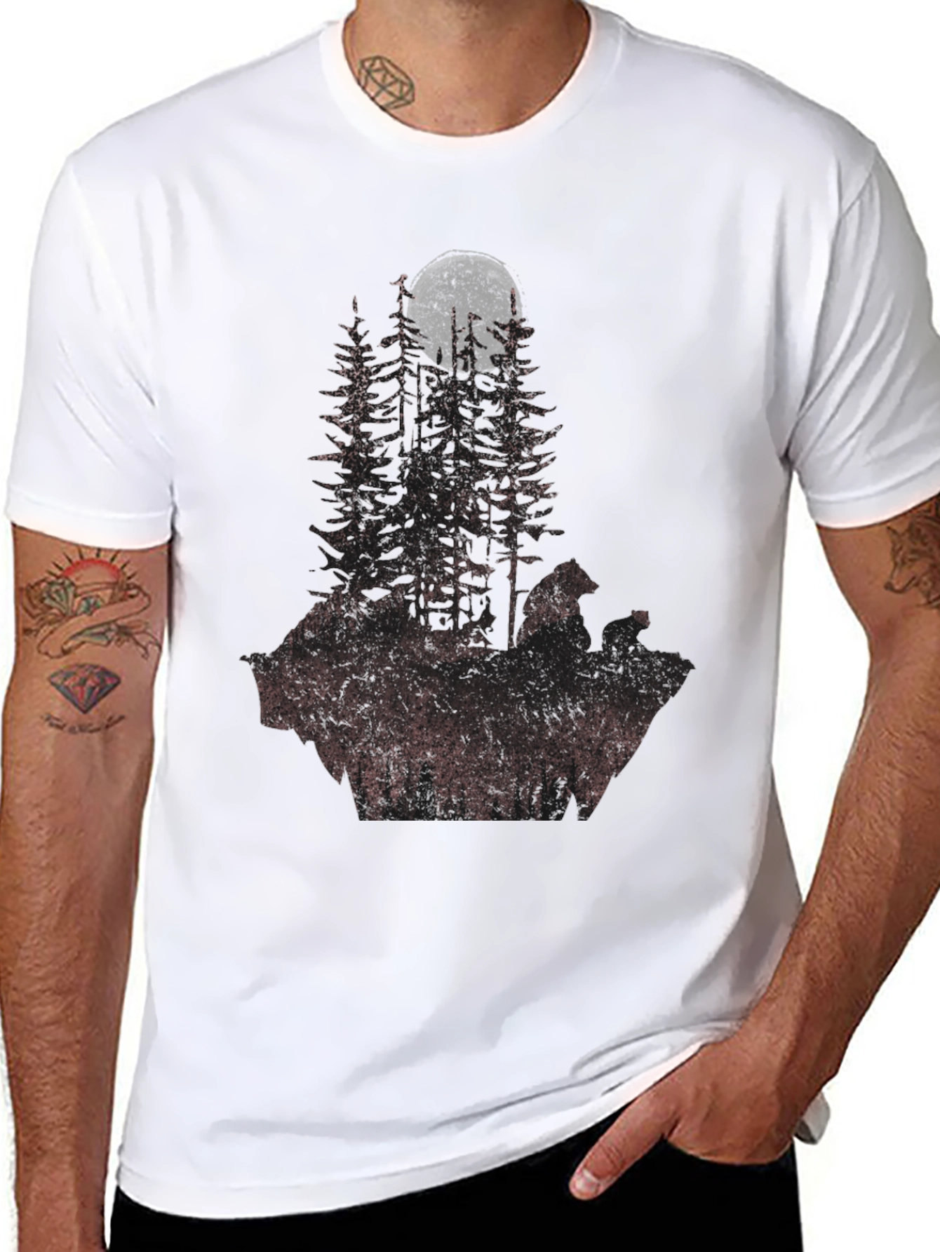 Mens Forest Moon Graphic Tee - Black